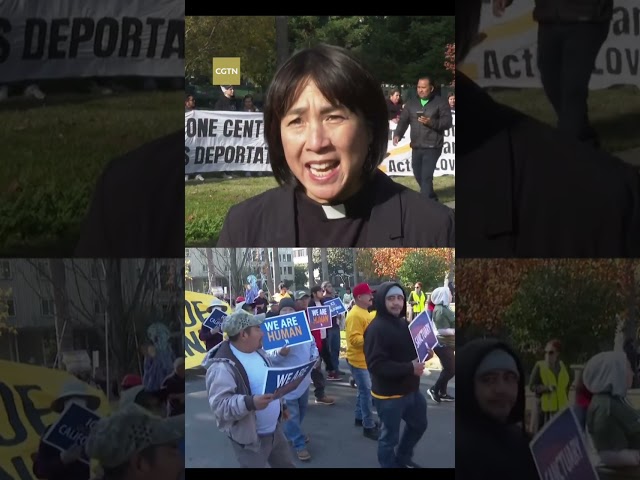 ⁣Hundreds protest in California against Trump's mass deportation plans