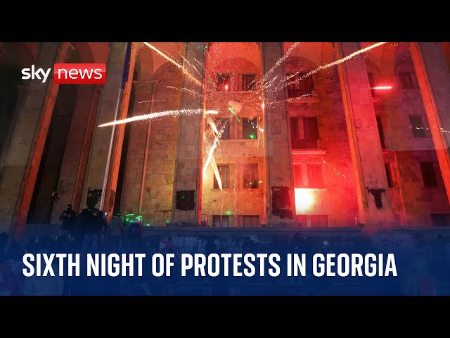 ⁣Watch live: Protesters demonstrate outside Georgian parliament in Tbilisi for a sixth night