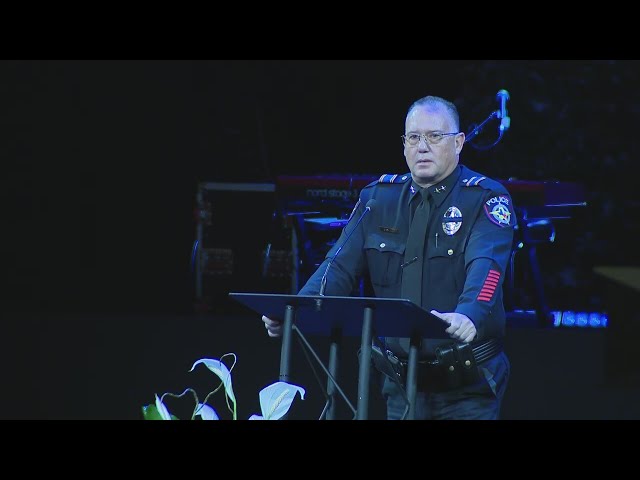 ⁣Greenville PD chief speaks at fallen officer's funeral