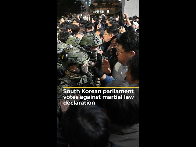 ⁣South Korean parliament votes against president’s martial law declaration | AJ #shorts