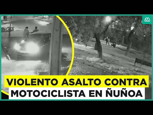 ⁣Violento asalto con balacera contra motociclista en Ñuñoa