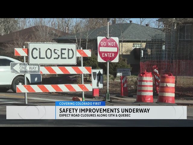 ⁣Road construction underway to improve sidewalks along Quebec Street in Denver