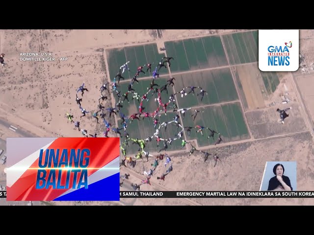 ⁣"Head-up" position ng 96 skydivers, nag-set ng panibagong world record | Unang Balita