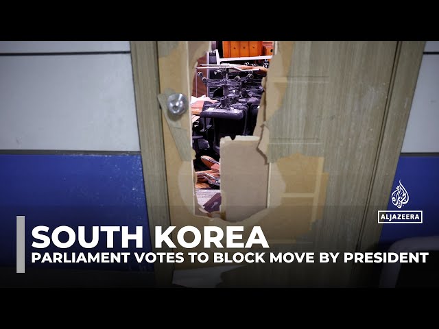 ⁣South Korea martial law: Parliament votes to block move by president