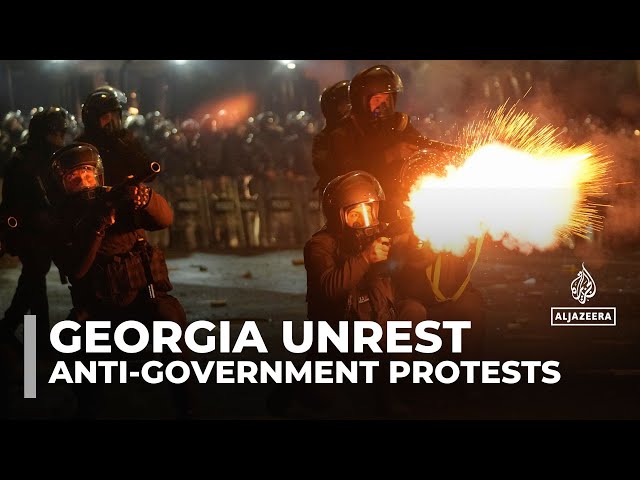 ⁣Defiant Georgia protesters return to streets after EU talks suspended