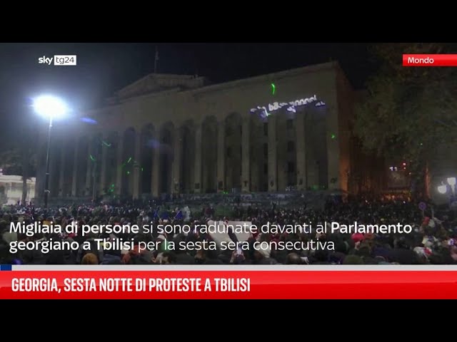 ⁣Georgia, sesta notte di proteste a Tbilisi