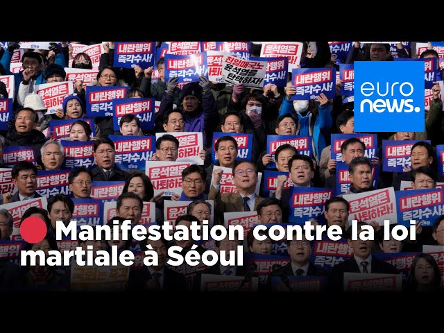 ⁣ EN DIRECT | Manifestations en Corée du Sud contre la Loi Martiale et le Président Yoon | Euronews