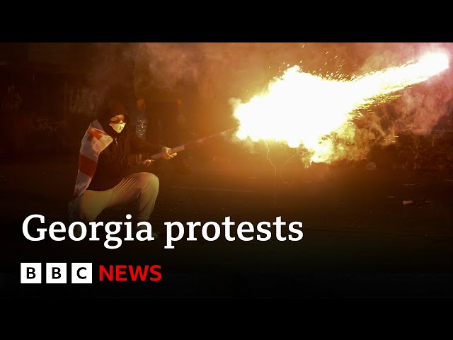 ⁣Georgians risk serious injury and jail in fresh pro-EU protests | BBC News