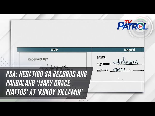 ⁣PSA: Negatibo sa records ang pangalang 'Mary Grace Piattos' at 'Kokoy Villamin' 