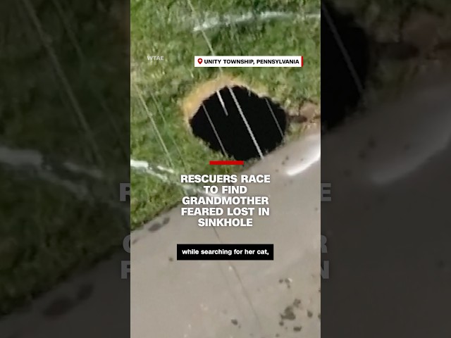 ⁣Rescuers race to find grandmother feared lost in sinkhole