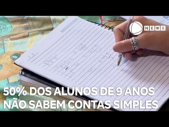 ⁣Metade dos alunos de 9 anos não sabe fazer contas simples