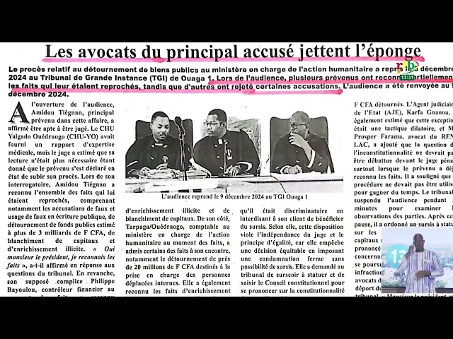 ⁣Revue de presse : l’Affaire détournement de 3 milliards de F CFA à la Une des parutions du jour.