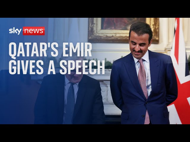 ⁣Qatar Emir gives a speech as part of his UK state visit at Mansion House