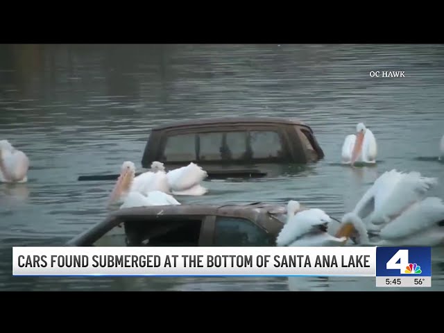 ⁣Cars found submerged at bottom of Santa Ana lake