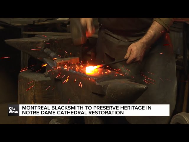 ⁣Montreal blacksmith forged axes for Notre-Dame Cathedral restauration