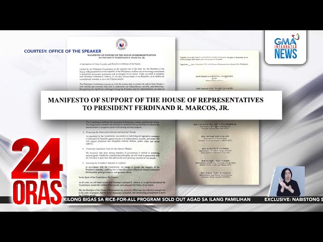 ⁣Manipesto ng pagsuporta at pagtatanggol sa pangulo, iprinesenta ng mga kongresista sa... | 24 Oras