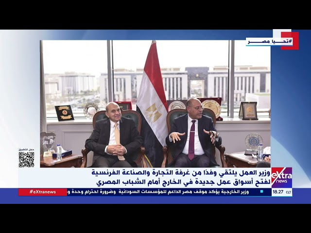 ⁣وزير العمل يلتقي وفذًا من غرفة التجارة والصناعة الفرنسية لفتح أسواق عمل جديدة أمام الشباب المصري