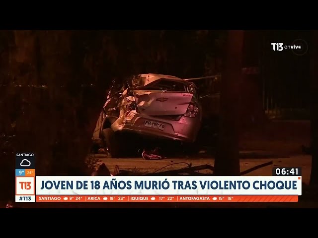 ⁣Joven de 18 años muere tras violento choque en Ñuñoa: impactó con un árbol