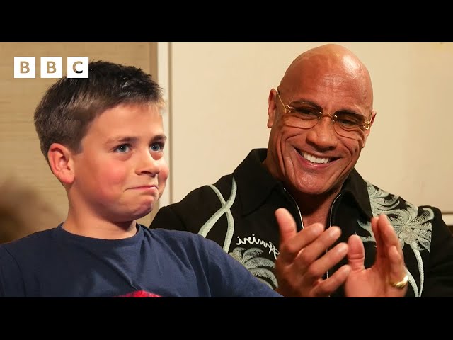 ⁣The Rock surprises an extraordinary young fundraiser - BBC