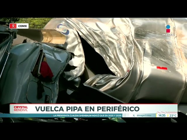 ⁣Se vuelca una pipa en periférico | Noticias con Crystal Mendivil