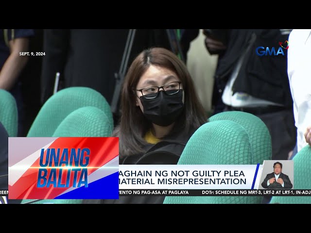 ⁣Alice Guo, naghain ng not guilty plea sa kasong material misrepresentation | Unang Balita