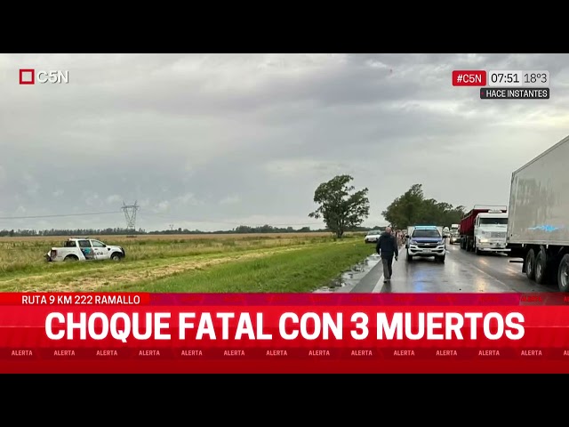 ⁣CHOQUE FATAL en la RUTA 9: 3 MUERTOS a la ALTURA de RAMALLO