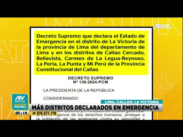 ⁣Declaran en estado de emergencia a La Victoria y seis distritos del Callao