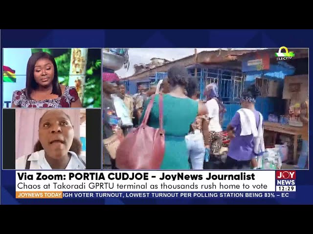 ⁣Election 2024: Chaos at Takoradi GPRTU terminal as thousands rush home to vote | JoyNews Today