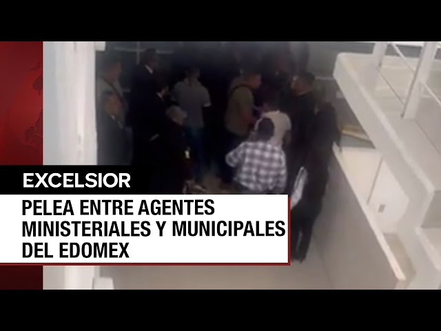 ⁣¡Se están peleando! Riña entre agentes de la Policía estatal y la Ministerial del Edomex