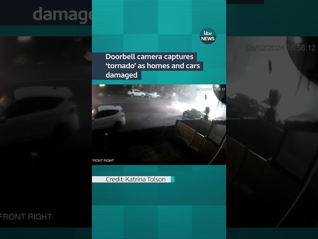 ⁣Doorbell camera footage captured what appeared to be a small tornado in Outwood, near Wakefield.