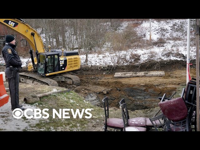 ⁣Police hold briefing after body of Pennsylvania grandma who fell into sinkhole found | full video