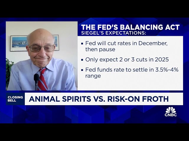 ⁣Only two or three rate cuts likely next year, says Wharton's Jeremy Siegel