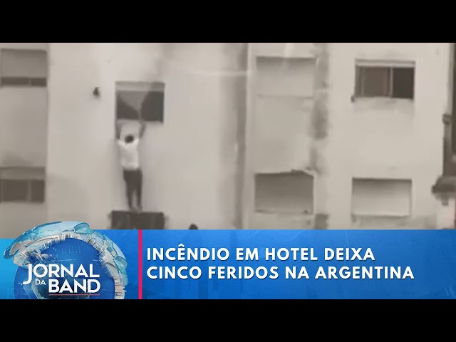 ⁣Incêndio em hotel deixa cinco feridos na Argentina | Jornal da Band