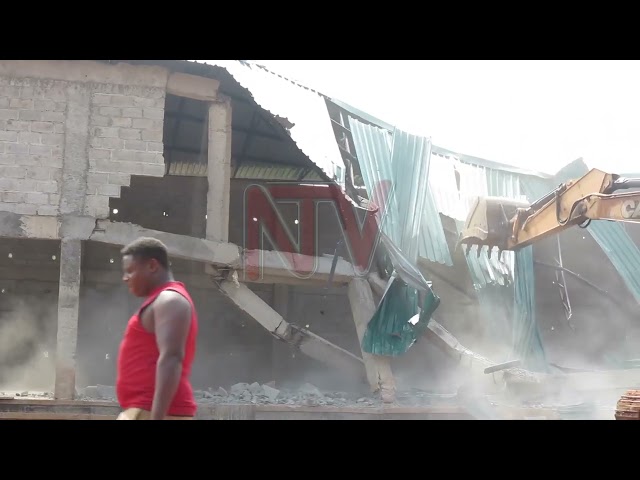 ⁣NEMA demolishes building set up in Wakiso wetland