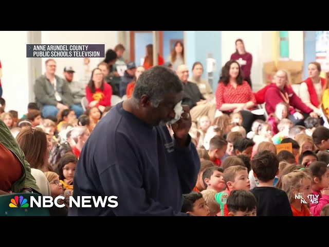 ⁣There's good news tonight about a school's big surprise for a beloved custodian