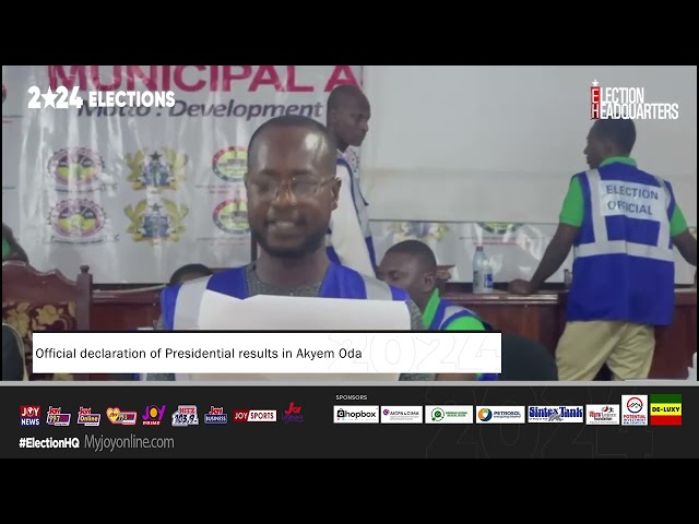 ⁣Election 2024: Official declaration of Presidential results in Akyem Oda.#ElectionHQ