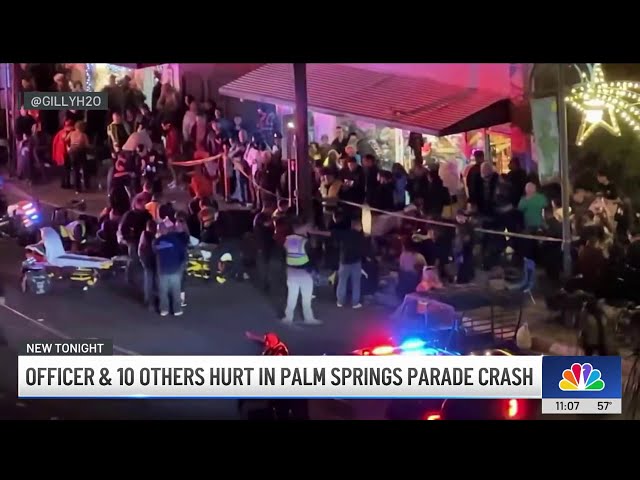 ⁣Motorcycle officer crashes into parade crowd in Palm Springs injuring 10