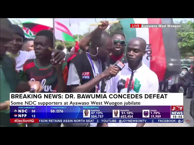 ⁣Some NDC supporters at Ayawaso West Wuogon jubilate following Bawumia's concession of defeat