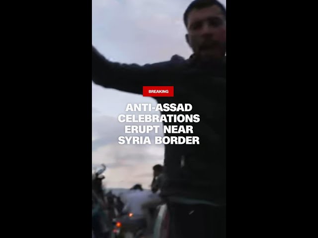 ⁣Anti-Assad celebrations erupt near Syria-Lebanon border