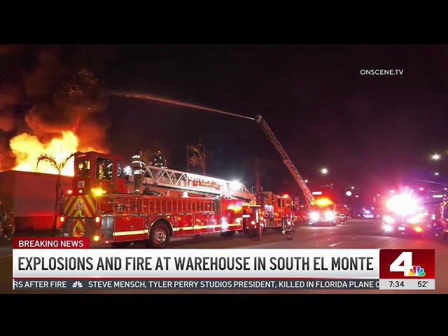 ⁣Fire at Amazon warehouse in El Monte