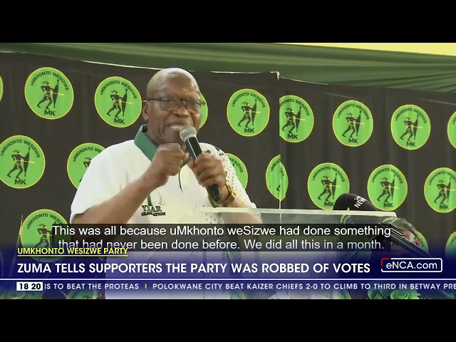 ⁣Zuma tells supporters the party was robbed of votes