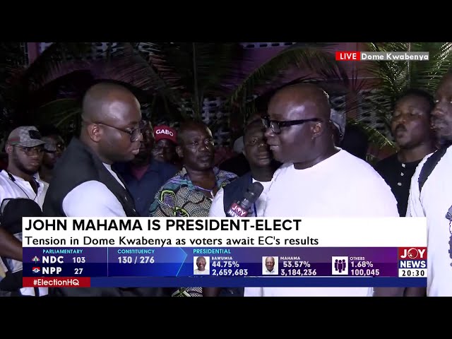 ⁣Election 2024: Tension in Dome Kwabenya as voters await EC's result