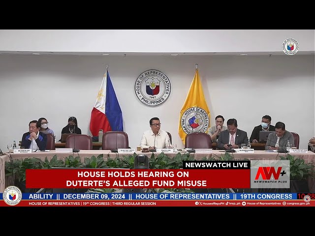 ⁣House holds hearing on Duterte's alleged fund misuse | NewsWatch Live