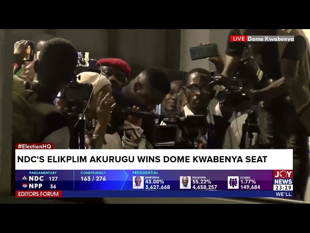 ⁣Election 2024: NDC's Elipkilm Akurugu wins Dome Kwabenya seat