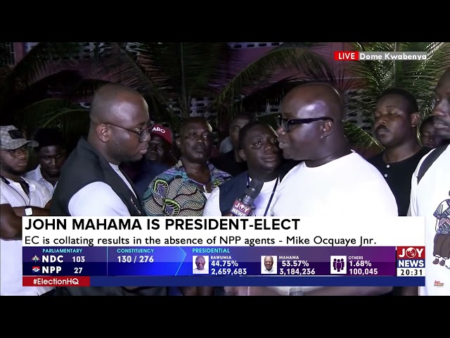 ⁣EC is collating results in the absence of NPP agents - Mike Ocquaye Jr. #ElectionHQ