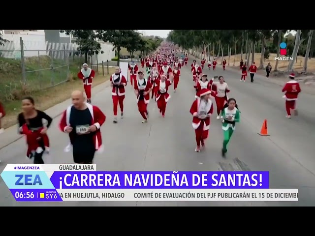 ⁣Realizan carrera navideña con disfraces de Santa Claus en Guadalajara