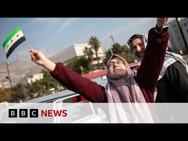 ⁣Crowds celebrate in Syria after Assad flees capital of Damascus | BBC News