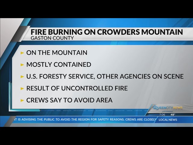 ⁣Crews work to contain fire at Crowders Mountain