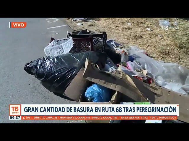 ⁣Gran cantidad de basura en ruta 68 tras peregrinación a Lo Vásquez