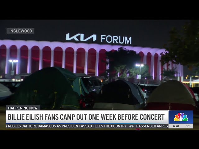 ⁣Billie Eilish fans camp out one week before concert